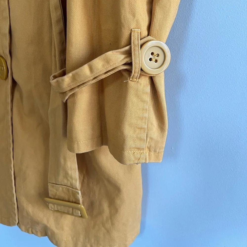 Therapy x Lane Crawford Women's Long 5 Button Belted Pea Coat, Mustard Yellow, L